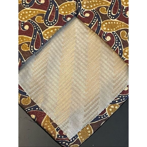 Michael Abboud Collection Gold/Brown Paisley 100% Silk Men’s Neck Tie - Picture 8 of 9